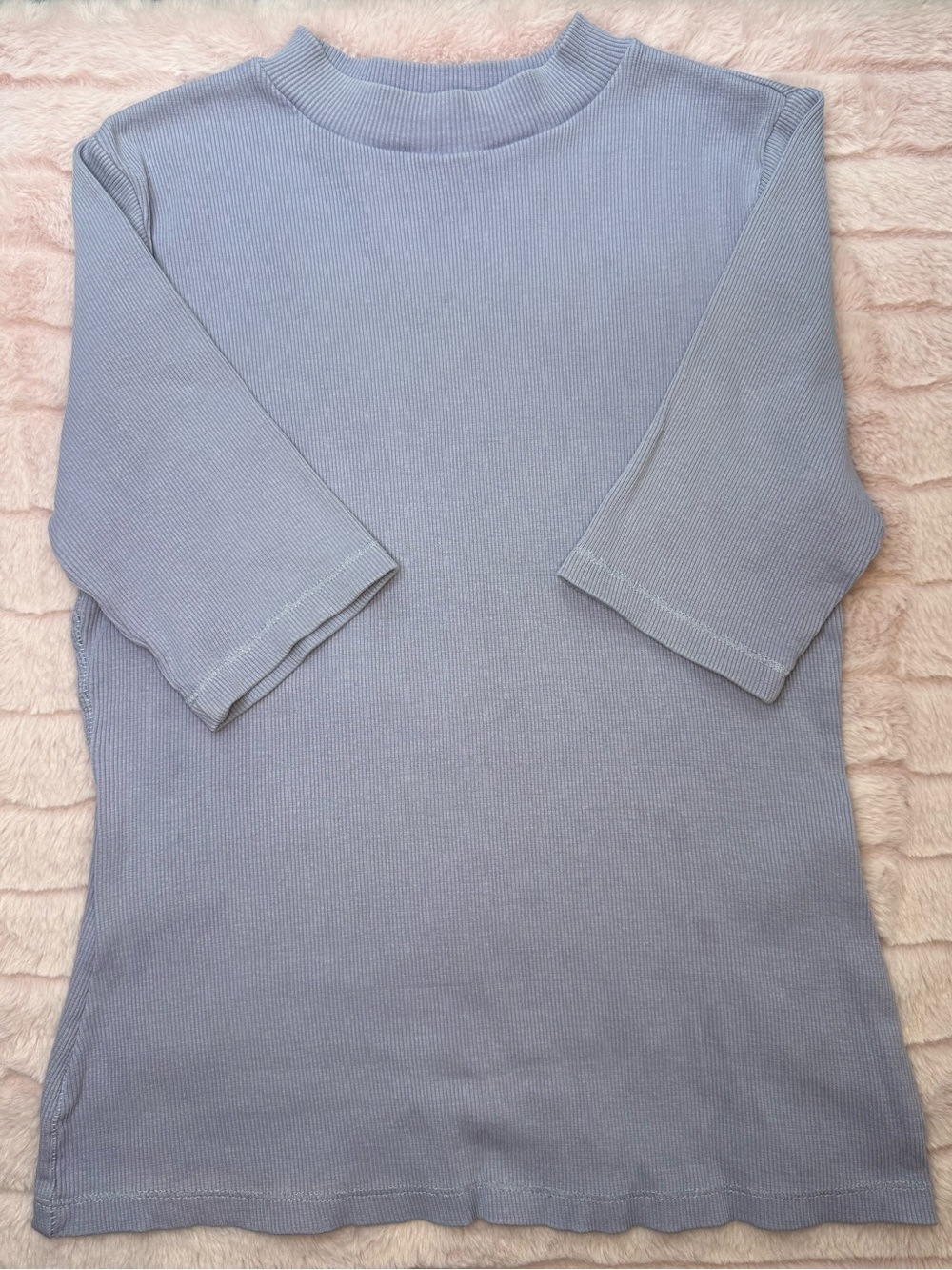 Maeve by Anthropologie - Mockneck Half-Sleeve Ribbed Top Lavender - Size XS